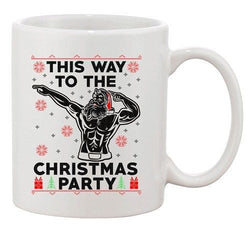 This Way To The Christmas Party Santa Flex Ugly Xmas Funny DT Coffee 11 Oz Mug