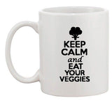 Keep Calm And Eat Your Veggies Vegetables Lover Funny Ceramic White Coffee Mug