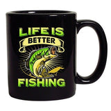 Life Is Better Fishing Fish Sea Animal Funny DT Coffee 11 Oz Black Mug