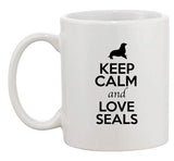 Keep Calm And Love Seals Sea Lion Animal Lover Funny Ceramic White Coffee Mug