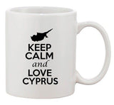 Keep Calm And Love Cyprus Europe Country Map Patriotic Ceramic White Coffee Mug