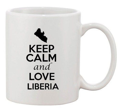 Keep Calm And Love Liberia Africa Country Map Patriotic Ceramic White Coffee Mug