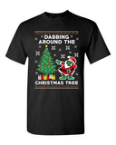 Dabbing Around The Christmas Tree Santa Ugly Xmas Funny Adult DT T-Shirt Tee