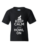 Keep Calm And Howl On Love Wolves Animal Lover Youth Kids T-Shirt Tee