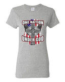 Ladies One Nation Under God Cross Flag USA America Patriotic DT T-Shirt Tee