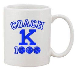 New Coach K 1000 Wins Basketball 1K Wins Ball Game Sports DT White Coffee Mug