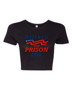 Crop Top Ladies Hillary For Prison 2016 President Election Politics T-Shirt Tee