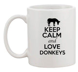 Keep Calm And Love Donkeys Horse Animal Lover Funny Ceramic White Coffee Mug