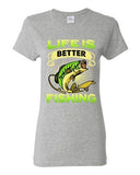 Ladies Life Is Better Fishing Fish Sea Sailing Animal Funny DT T-Shirt Tee