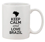Keep Calm And Love Brazil Country Map USA Patriotic Ceramic White Coffee Mug