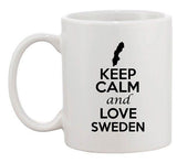 Keep Calm And Love Sweden Europe Country Map Patriotic Ceramic White Coffee Mug