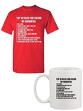 Top 10 Rules For Dating My Daughter Funny White Mug and Adult T-Shirt Tee Bundle