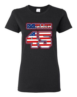 Ladies Impeach 45 President Donald USA American Flag Political DT T-Shirt Tee