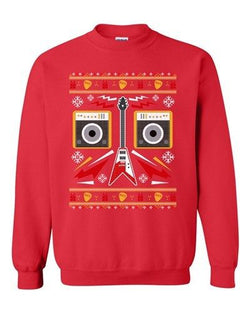 Guitar Rock n' Roll Music Band Face Ugly Christmas Funny DT Crewneck Sweatshirt