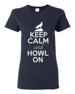 Ladies Keep Calm And Howl On Love Wolves Animal Lover T-Shirt Tee