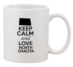 Keep Calm And Love North Dakota Country Map Patriotic Ceramic White Coffee Mug
