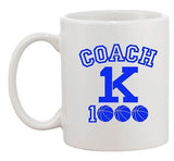 New Coach K 1000 Wins Basketball 1K Wins Ball Game Sports DT White Coffee Mug