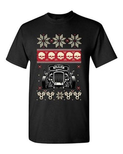 Skull Vintage Car Race Ugly Christmas Holiday Gift Funny Adult DT T-Shirt Tee