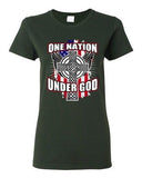 Ladies One Nation Under God Cross Flag USA America Patriotic DT T-Shirt Tee