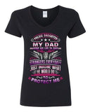 V-Neck Ladies Police Daughter My Dad Risks His Life To Save Stranger T-Shirt Tee