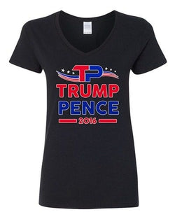 V-Neck Ladies TP Trump Pence 2016 Vote President USA Election (A) T-Shirt Tee
