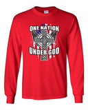 Long Sleeve Adult T-Shirt One Nation Under God Cross USA America Patriotic DT
