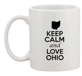 Keep Calm And Love Ohio Country Map Nation Patriotic Ceramic White Coffee Mug