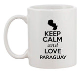 Keep Calm And Love Paraguay Country Map USA Patriotic Ceramic White Coffee Mug