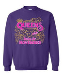 Queens Are Born In November Crown Birthday Funny DT Crewneck Sweatshirt