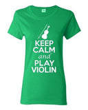 City Shirts Ladies Keep Calm And Play Violin String Music Lover DT T-Shirt Tee