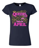 Junior Queens Are Born In April Crown Birthday Funny DT T-Shirt Tee