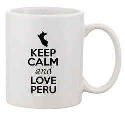 Keep Calm And Love Peru Lima Country Map USA Patriotic Ceramic White Coffee Mug