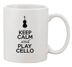 City Shirts Keep Calm And Play Cello String Music Lover Ceramic White Coffee Mug