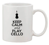 City Shirts Keep Calm And Play Cello String Music Lover Ceramic White Coffee Mug