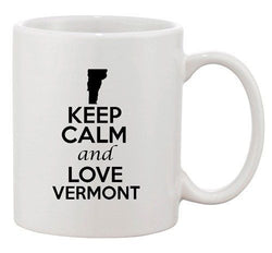 Keep Calm And Love Vermont Country Map Nation Patriotic Ceramic White Coffee Mug