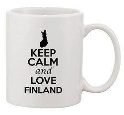 Keep Calm And Love Finland Europe Country Map Patriotic Ceramic White Coffee Mug