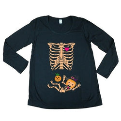 Long Sleeve Baby Skeleton Witch Hat Pumpkin Halloween Maternity DT T-Shirt Tee