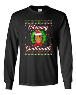 Long Sleeve Adult T-Shirt Mewwy Cwithmath Xmas Tyson Boxer Ugly Christmas DT