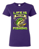 Ladies Life Is Better Fishing Fish Sea Sailing Animal Funny DT T-Shirt Tee
