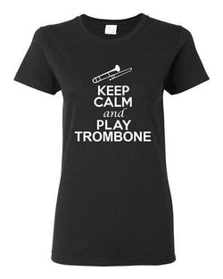 City Shirts Ladies Keep Calm And Play Trombone Brass Music Lover DT T-Shirt Tee