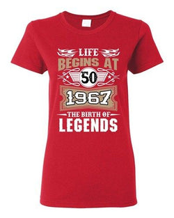 Ladies Life Begins At 50 1967 The Birth Of Legends Myth Funny DT T-Shirt Tee