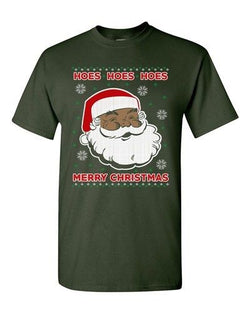 Hoes Hoes Hoes Merry Christmas Santa Ugly Xmas Funny Adult DT T-Shirt Tee