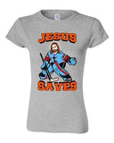Junior New Jesus Saves Hockey Puck Jersey Sports Funny DT T-Shirt Tee