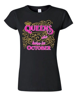 Junior Queens Are Born In October Crown Birthday Funny DT T-Shirt Tee
